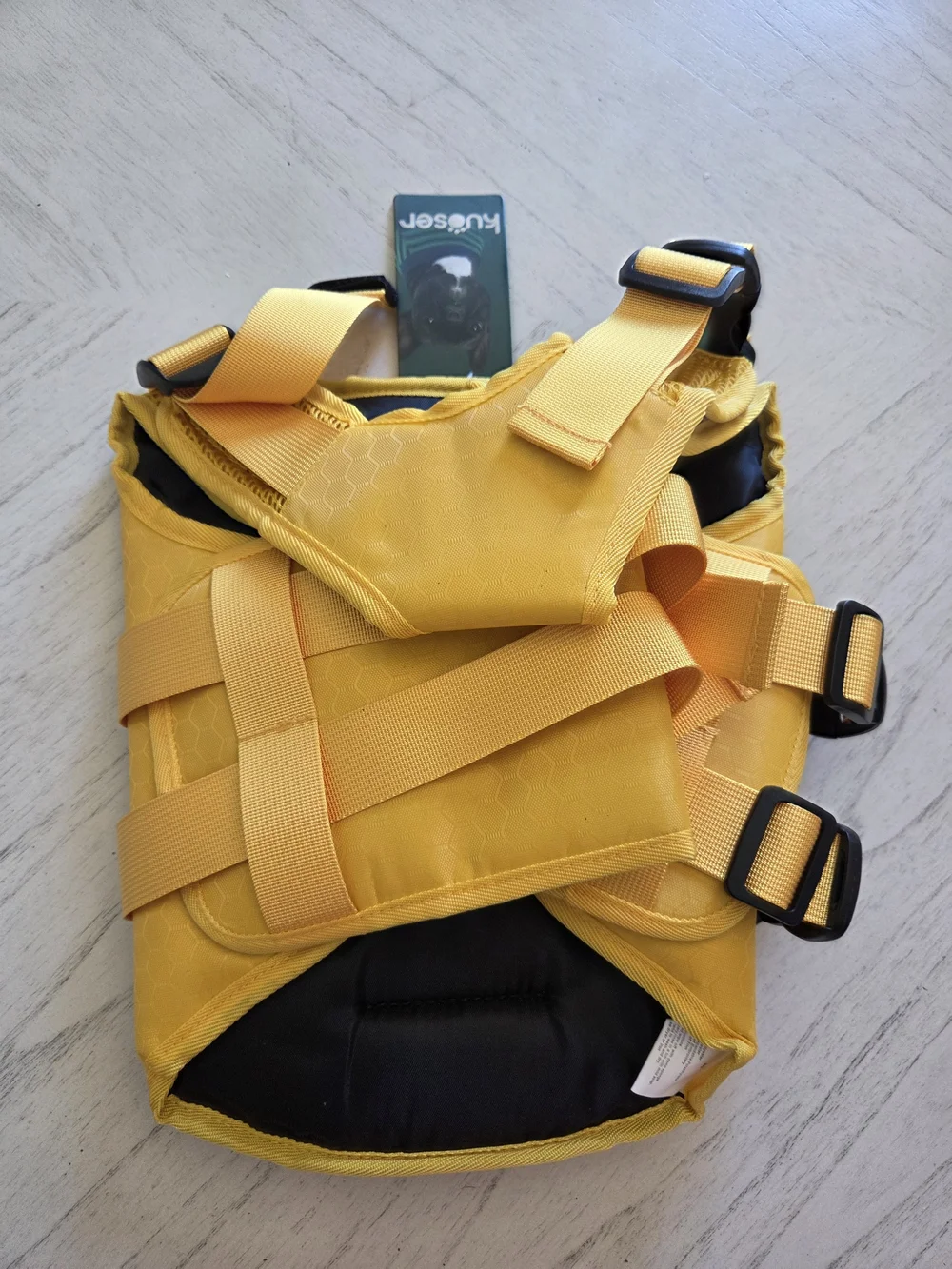 Kuoser Dog Life Jacket, High Flotation Reflective Dog Life Vest, Yellow, M